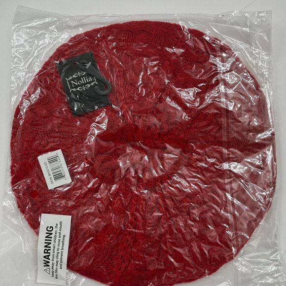 Hat - Wool Knitted Thick Beret / Beanie -Women's- Bright Red- NWT - Picture 5 of 5